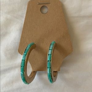 Turquoise and Gold Hoop Earrings